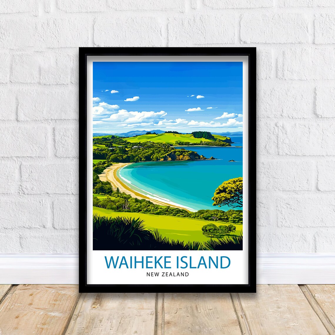 Waiheke Island New Zealand Turquoise Bay Beach Coastal Poster