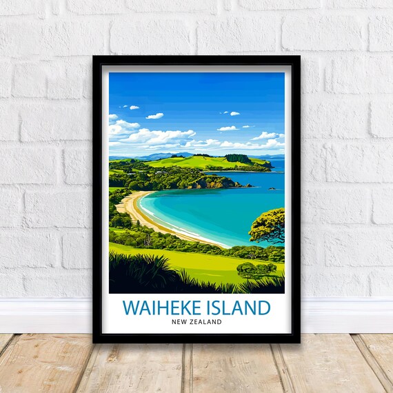 Waiheke Island New Zealand Turquoise Bay Beach Coastal Poster