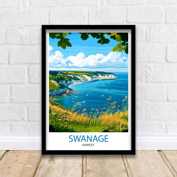 Swanage Dorset Travel Poster, English Place Print
