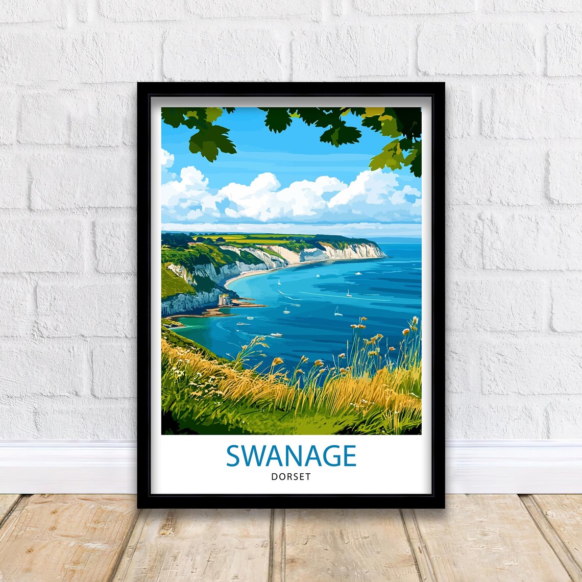 Swanage Dorset Travel Poster, English Place Print
