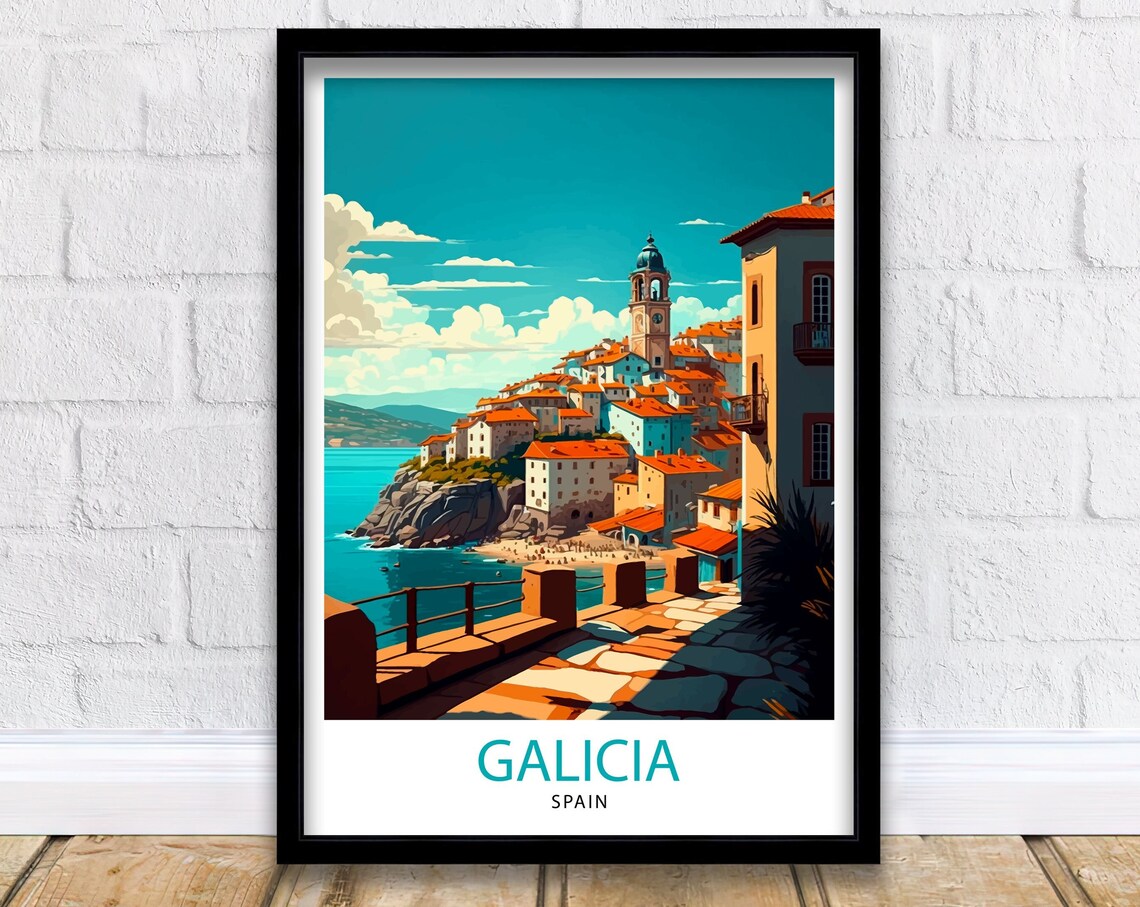 Galicia Spain Travel Poster, Europe Wall Decor