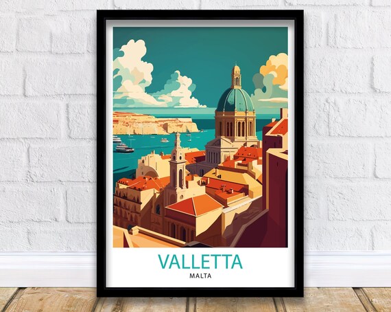 Valletta Malta Travel Poster, Malta Wall Art