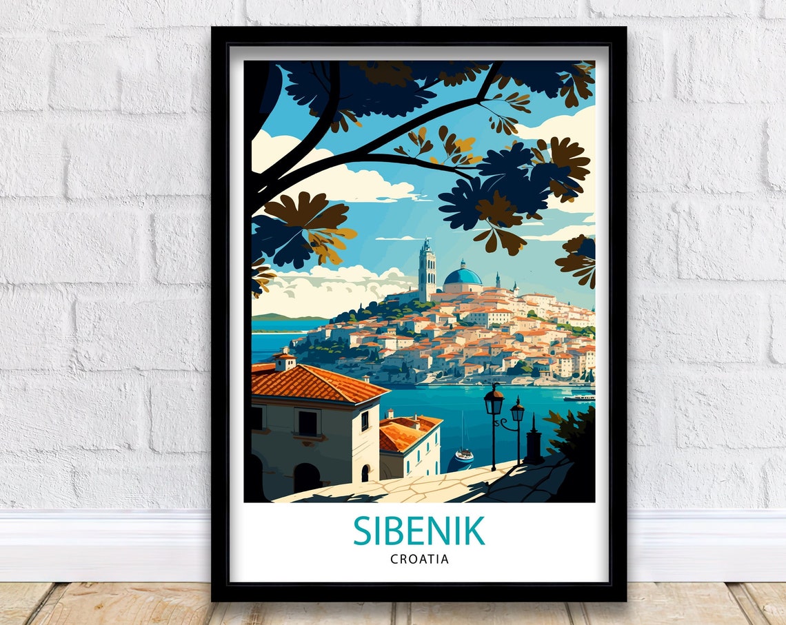 Sibenik Croatia Old Town Harbor Waterfront Travel Beautiful Poster