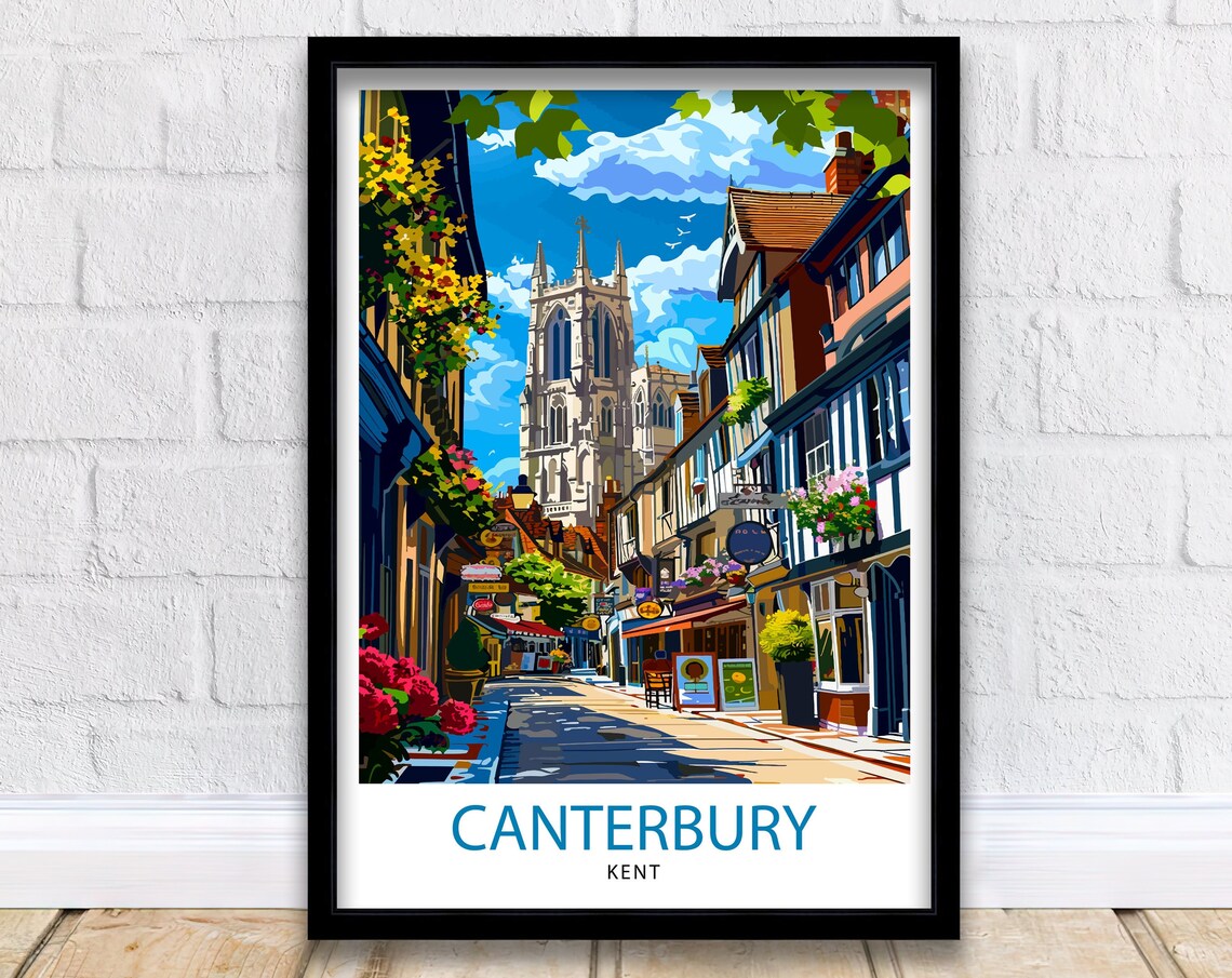 Canterbury England Travel Poster, British Place Art
