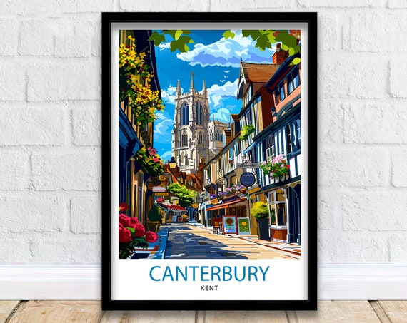 Canterbury England Travel Poster, British Place Art