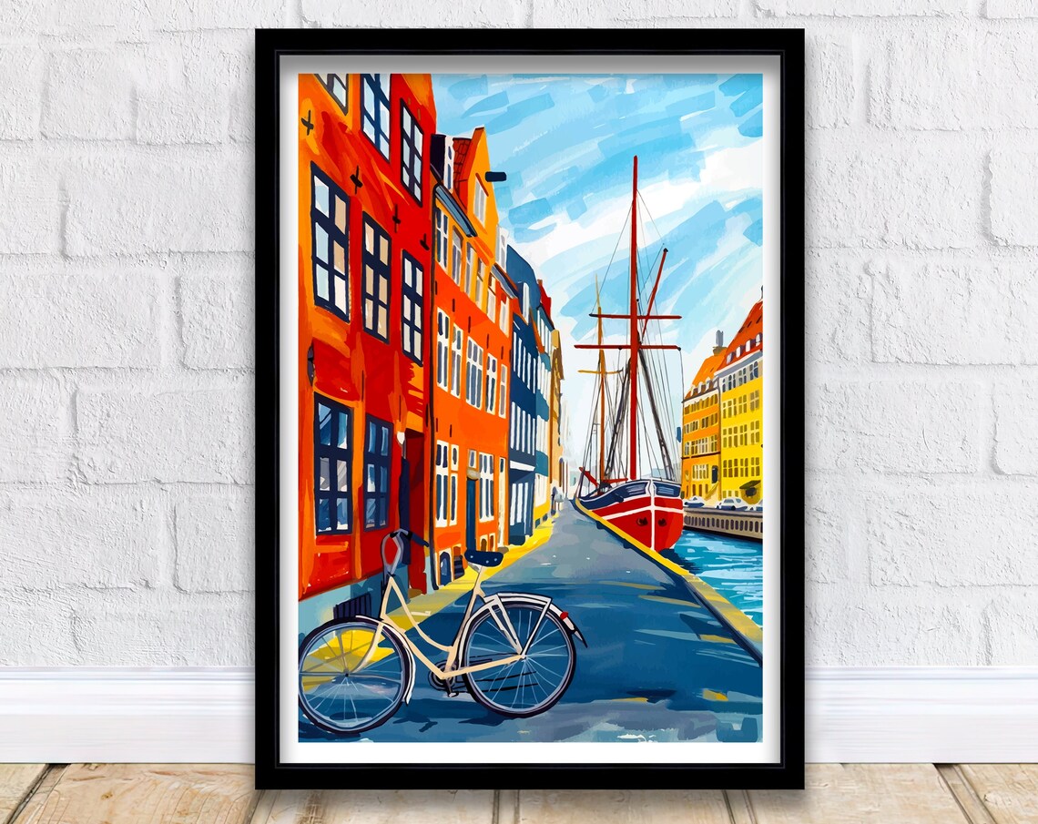 Copenhagen Denmark Travel Poster, Danish City View