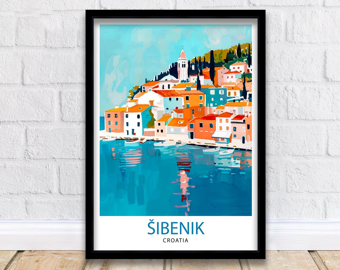 Sibenik Croatia Adriatic Harbor Church And Boats Travel Poster
