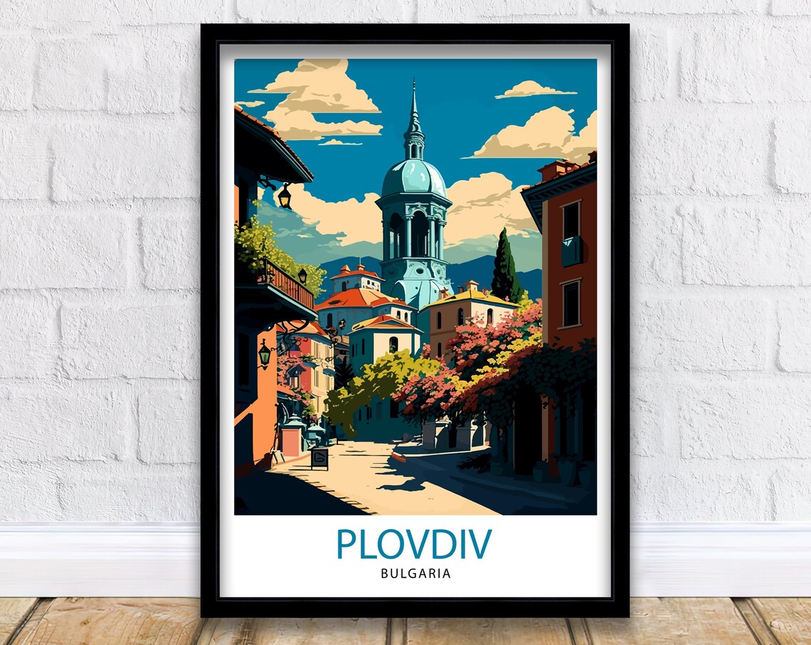 Plovdiv Bulgaria Travel Poster, Europe Wall Decor