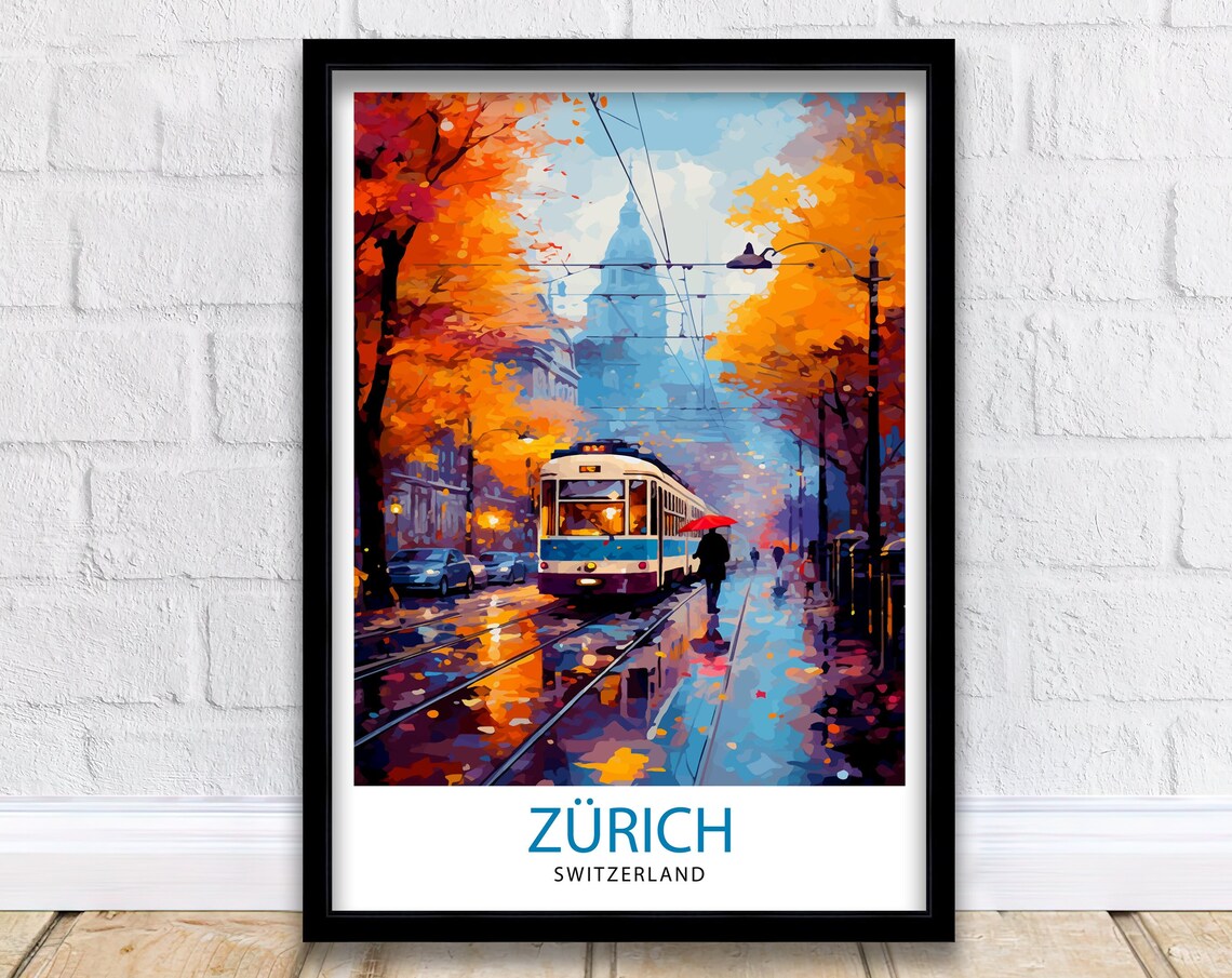 Zurich Switzerland Travel Poster, Zurich Wall Decor