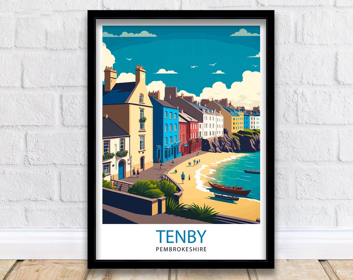 Tenby Wales Travel Poster, Welsh Wall Decor
