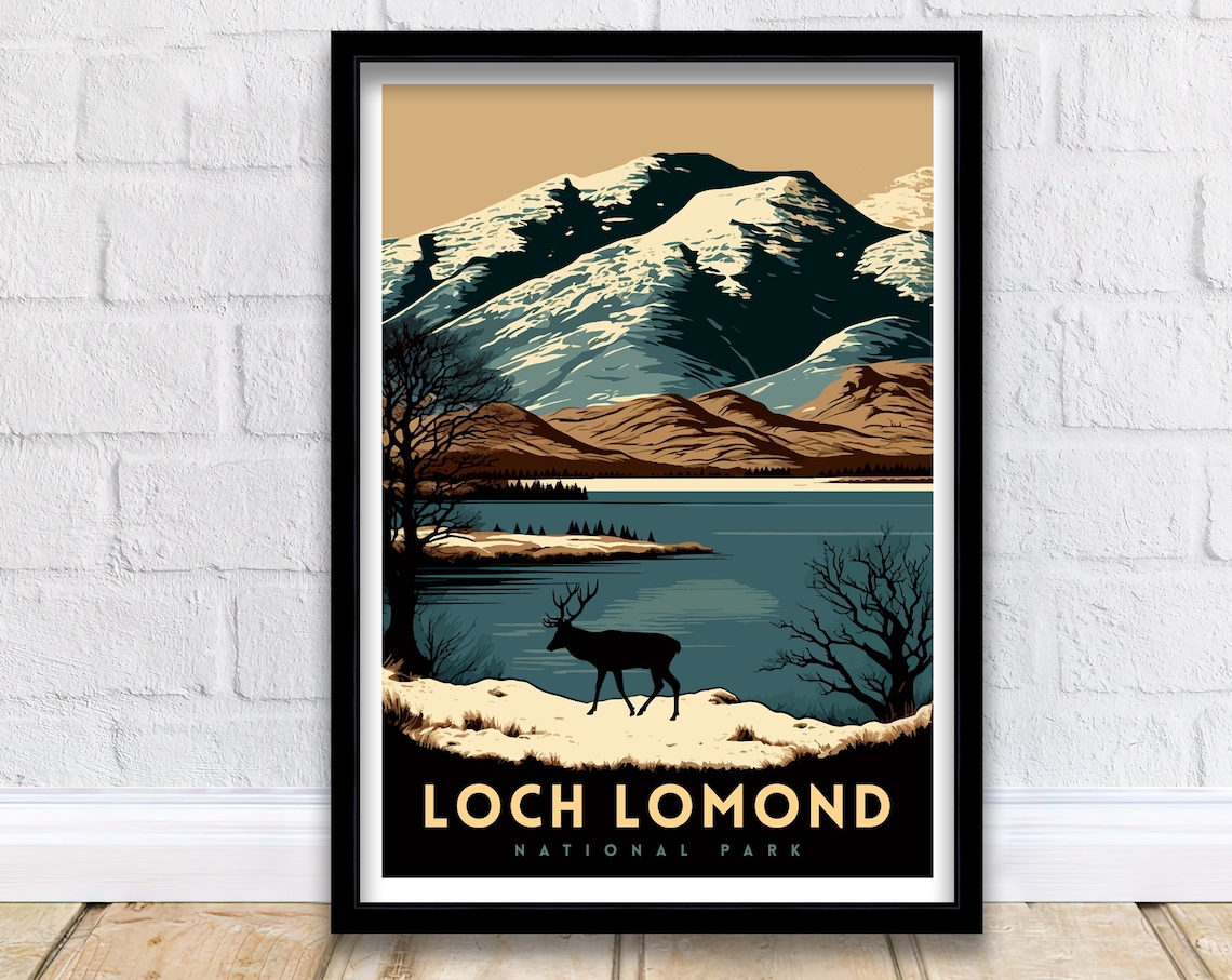 Loch Lomond Travel Poster, Scottish Highlands Print