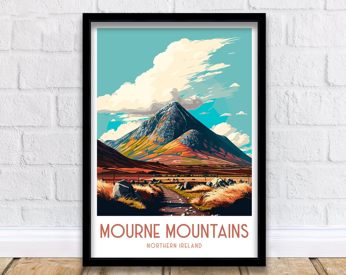 Mourne Mountains Travel Poster, Ireland Wall Art