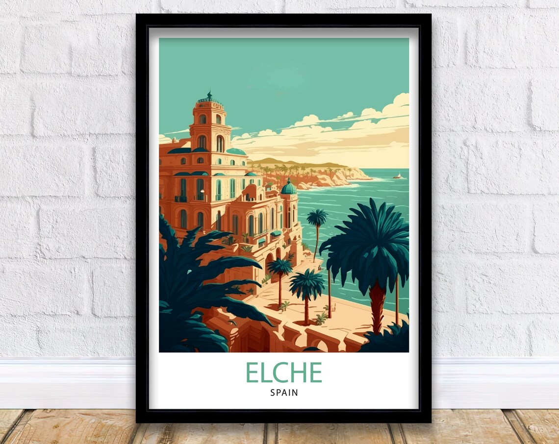 Elche Spain Travel Poster, Europe Place Decor