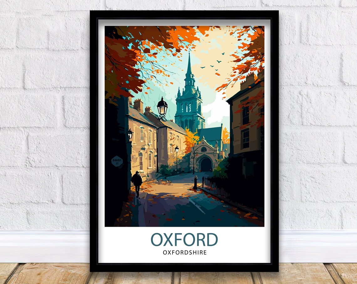 Oxford England Illustration Travel Poster