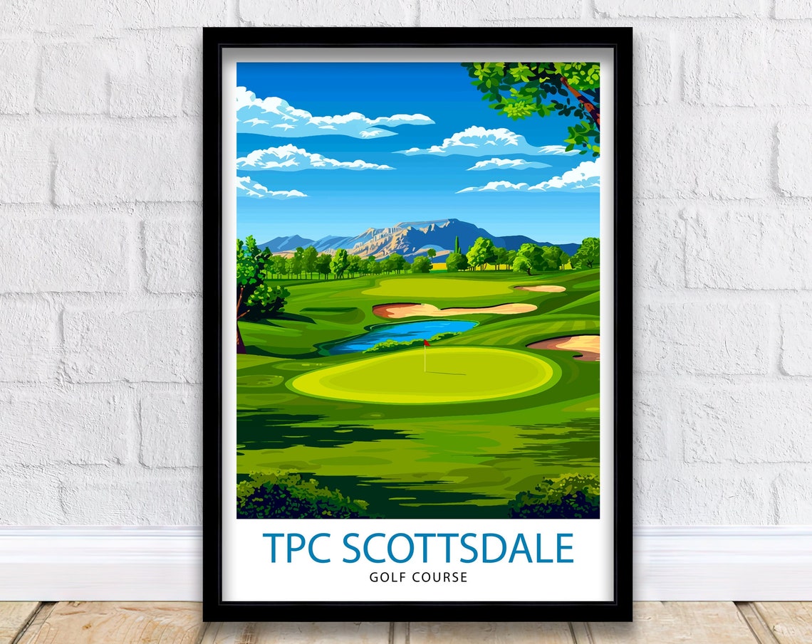 TPC Scottsdale Golf Course Desert Mountain View Travel Poster