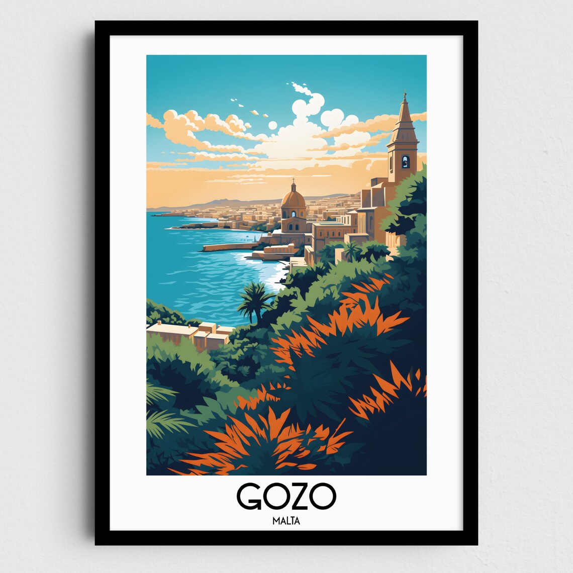 Gozo Travel Poster, Malta Europe Home Decor