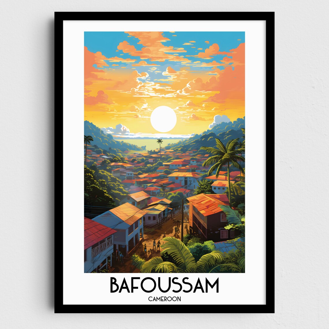 Bafoussam Travel Poster, Cameroon Home Decor