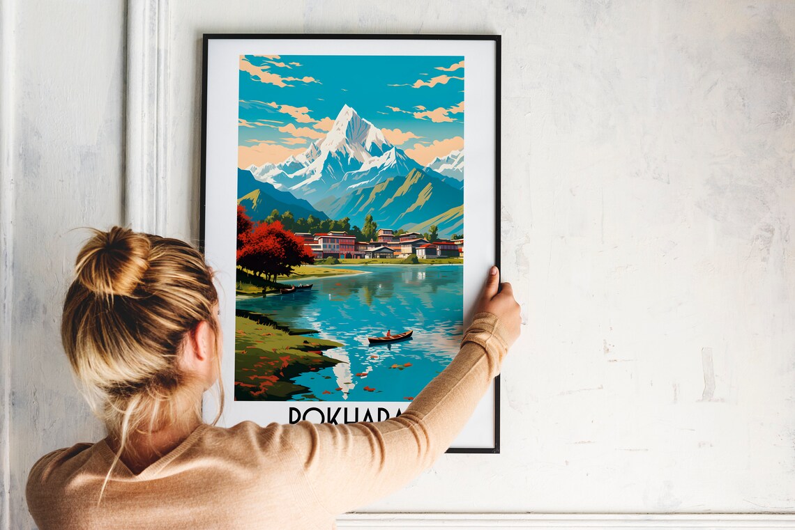 Pokhara Travel Poster, Nepal Asia Home Decor - Image 2