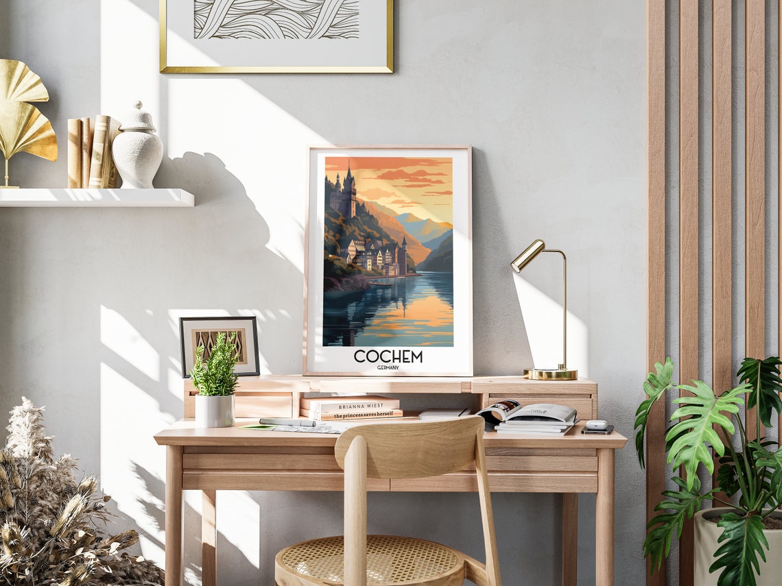 Cochem Germany Riverside Castle Sunset Old Town Travel Poster - Image 3