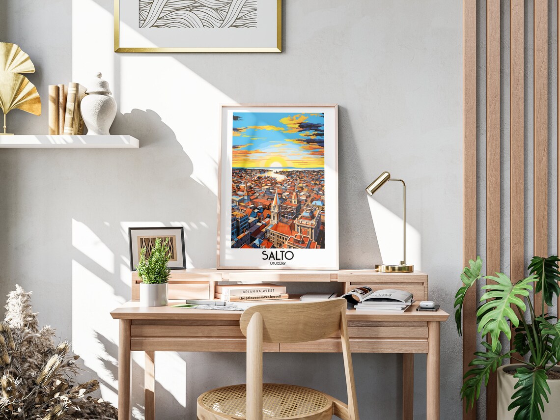Radiant Salto Uruguay Golden Sunset Over City Rooftops Poster - Image 3