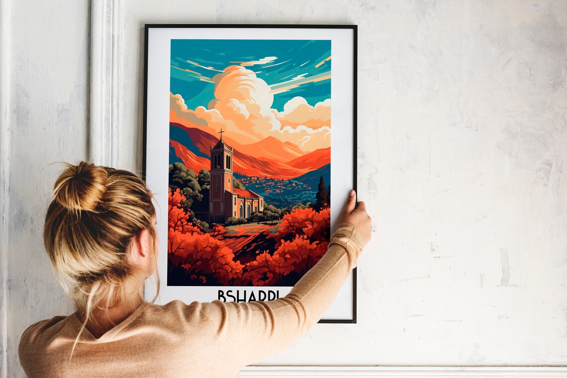 Bsharri Travel Poster, Lebanon Middle East Decor - Image 2