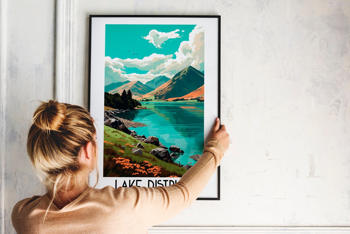 Lake District England Mountain Lake Rocky Shore Nature Travel Poster - Image 2