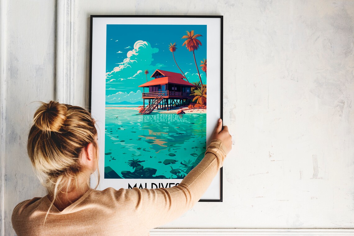 Maldives Travel Poster, Island Home Decor Print - Image 2