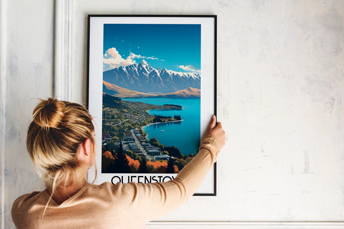 Queenstown New Zealand Lake Mountain Alpine Panorama Travel Poster - Image 2