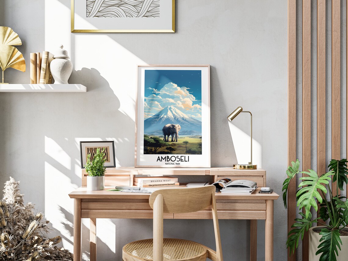Amboseli National Park Travel Poster, Kenya Painting - Image 3