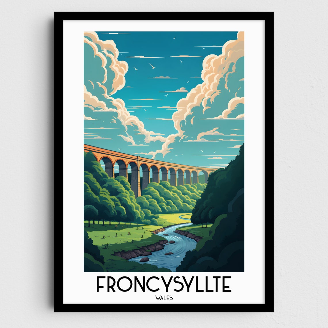 Froncysyllte Wales Pontcysyllte Aqueduct Valley Retro Travel Poster