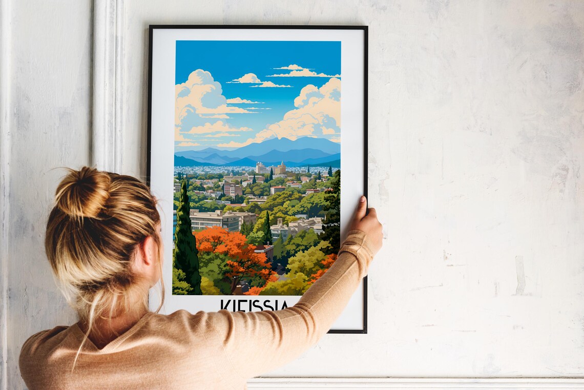 Kifissia Greece Athens Cityscape Hills Autumn Travel Art Poster - Image 2