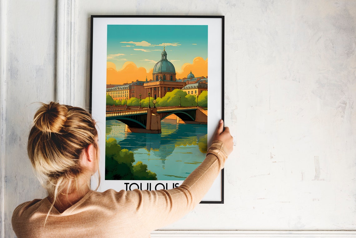 Toulouse Travel Wall Art France Painting Gifts Europe Home Decor Prints Posters Handmade Art French - Image 2