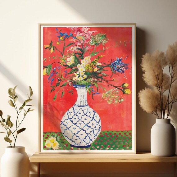 Chinoiserie Wall Art Coral Chinoiserie Vaze Wall Art Chinoiserie Art For Home Decor Print For Living Room Decor