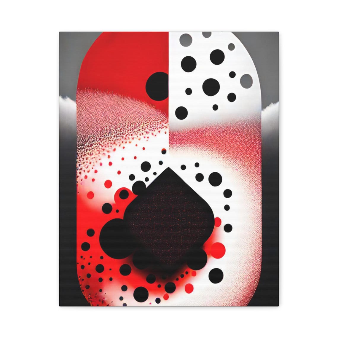 Red Black Polka Dot Spade Center Modern Minimalist Abstract Poster