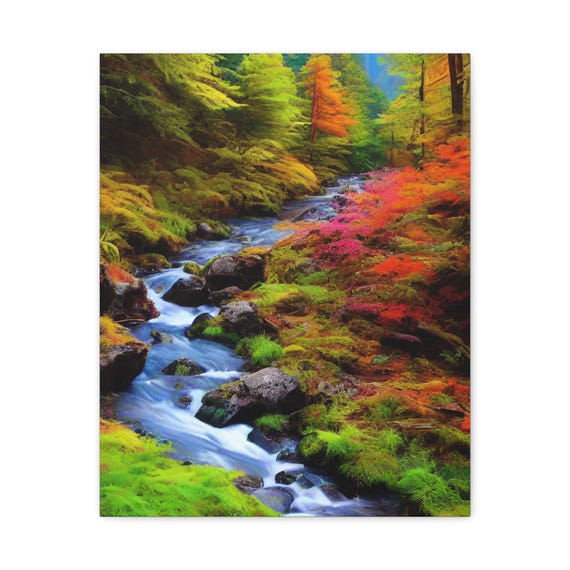 Forest Stream Matte Canvas Art Print Modern Home Decor