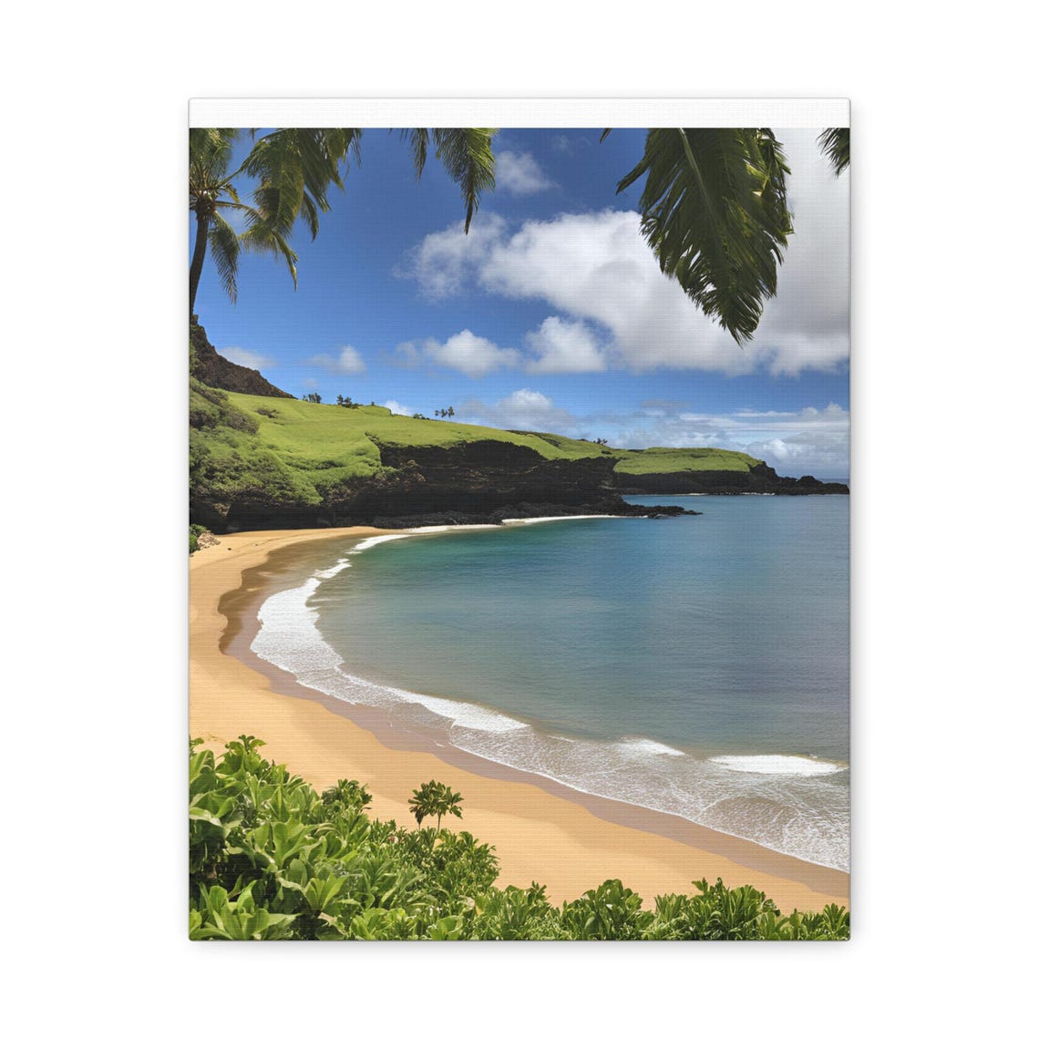 Tropical Beach Cove Turquoise Water Cliffs Scenic Ocean Poster
