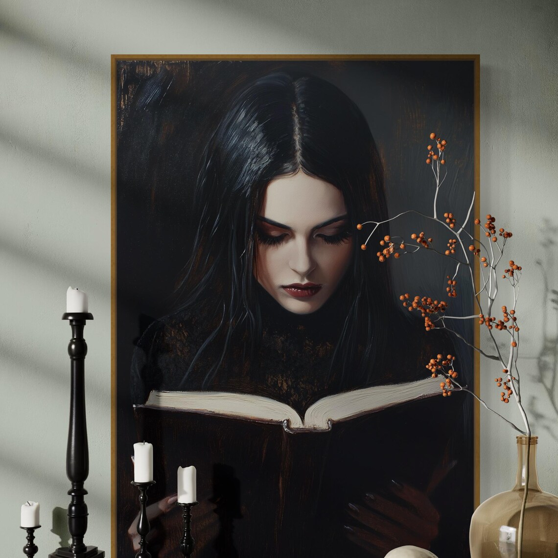Dark Academia Reading Gothic Literary Wall Art