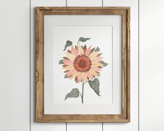 Boho Sunflower Watercolor Botanical Art Print
