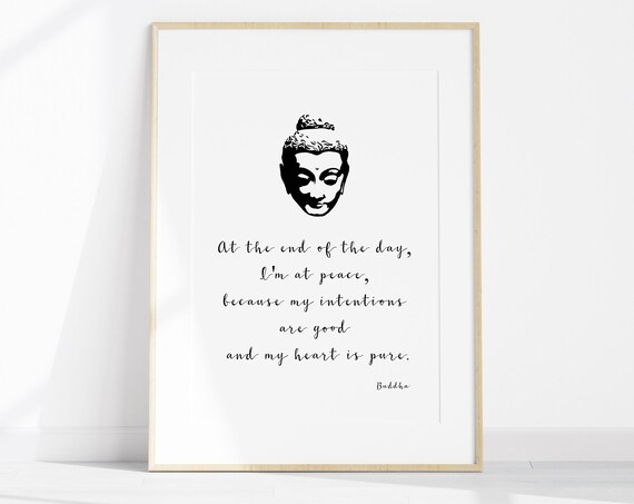Buddha At Peace Good Intentions Pure Heart Quote Zen Art Poster