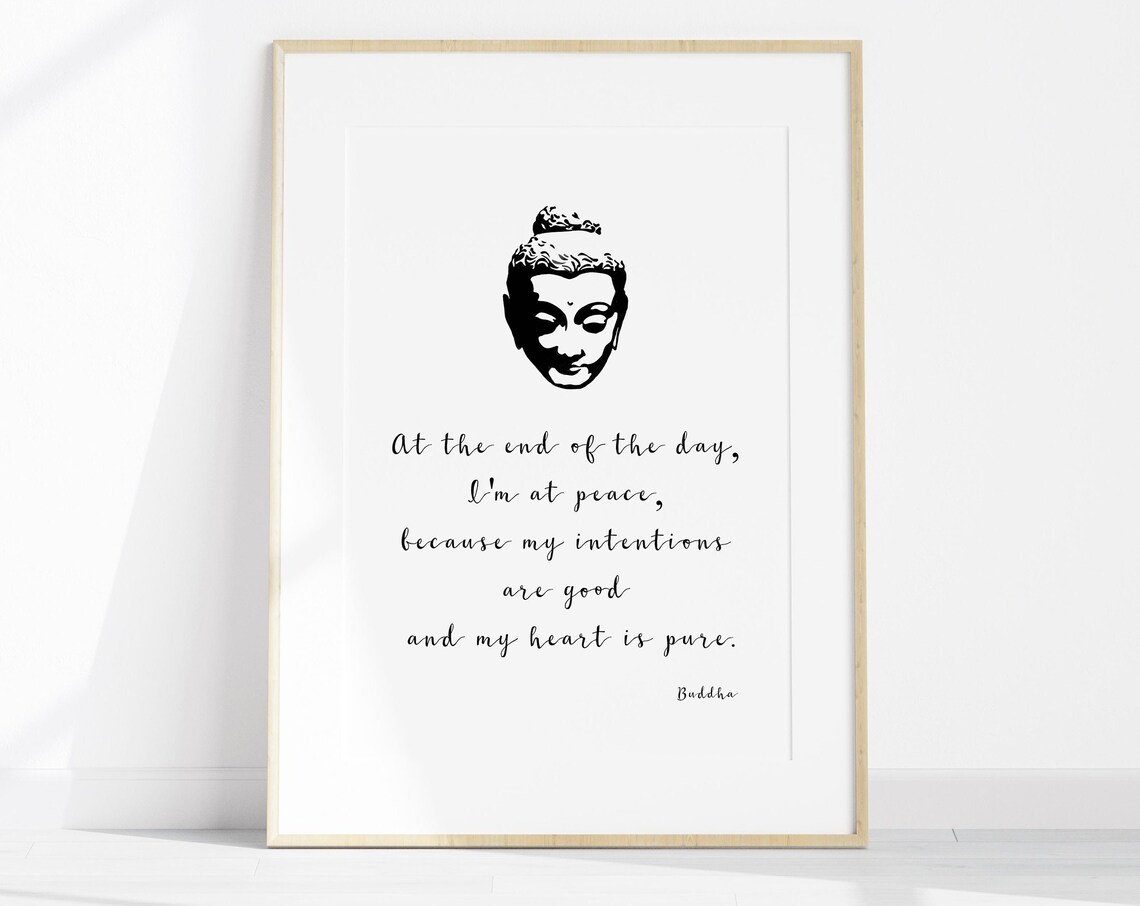 Buddha At Peace Good Intentions Pure Heart Quote Zen Art Poster