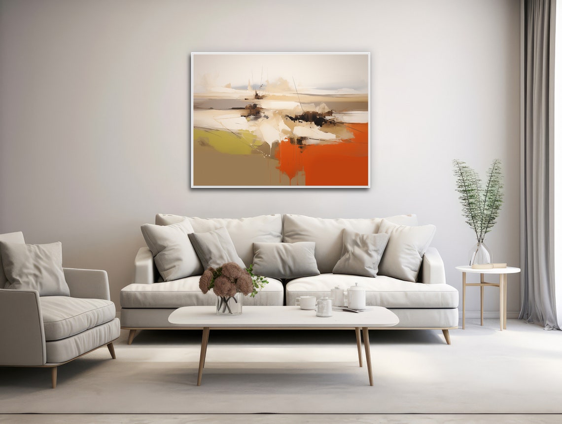 Abstract Desert Landscape Beige Orange Minimal Modern Art Poster - Image 3