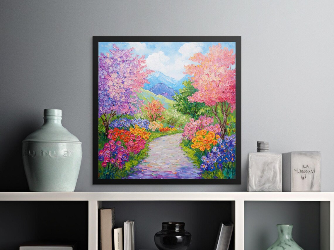 Spring Pathway Landscape, Colorful Garden Nature - Image 2