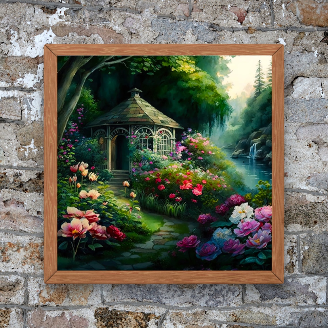 Secret Garden Glass Gazebo Roses Pond Cottagecore Dream Art Poster - Image 5
