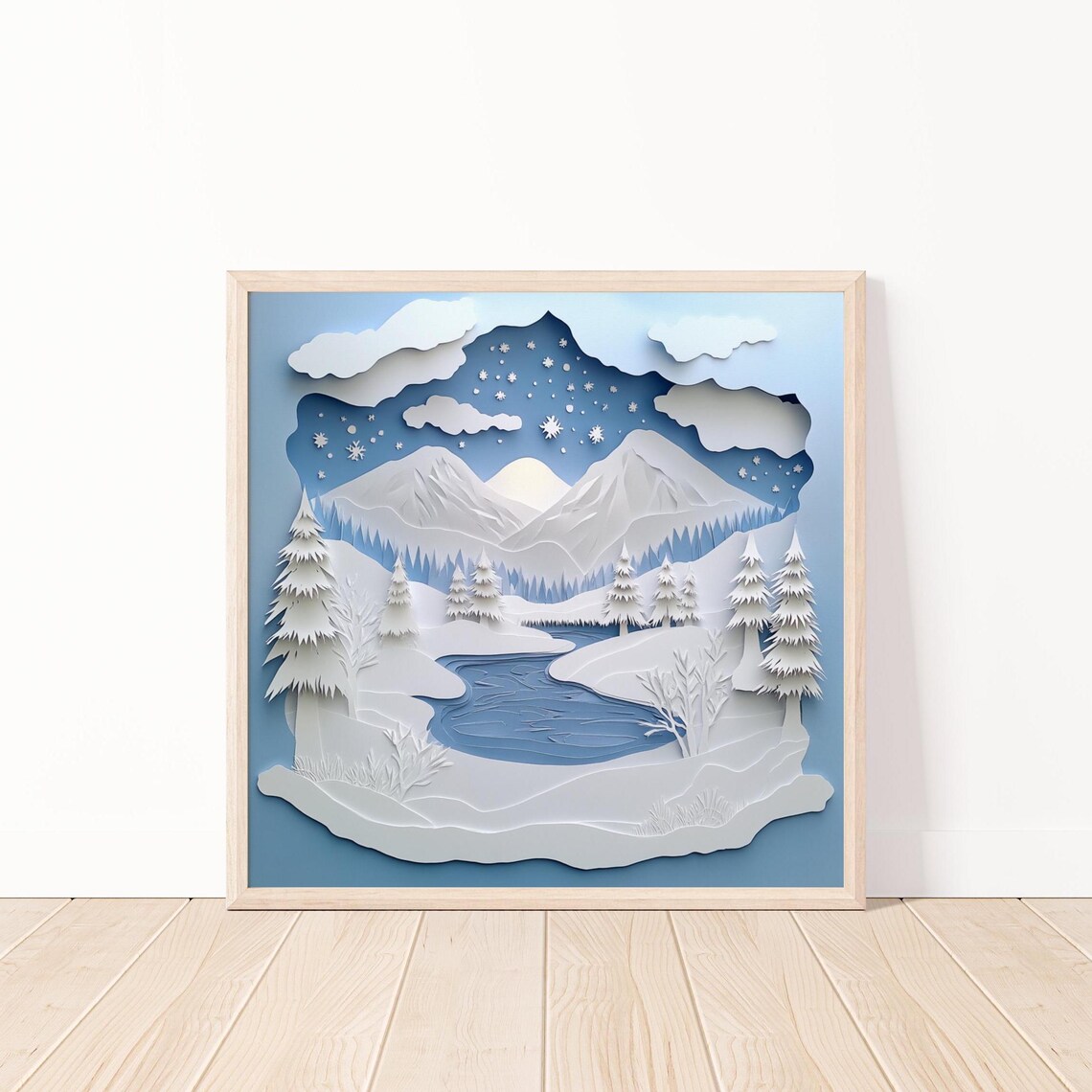 Winter Wonderland Snowy Mountain Landscape Art Print