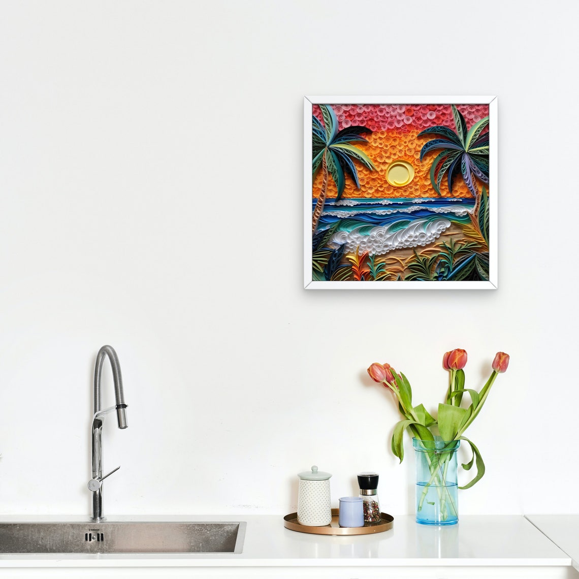 Tropical Sunset Wall Art Beach Landscape Wall Art Tropical Art Print Beach At Sunset Wall Art - Image 2