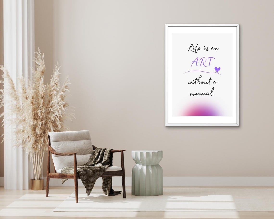 Life Is An Art Without A Manual Purple Script Minimalist Poster - Image 3