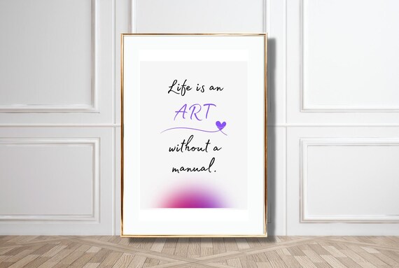 Life Is An Art Without A Manual Purple Script Minimalist Poster
