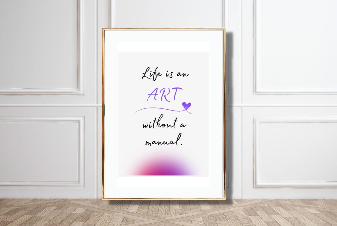 Life Is An Art Without A Manual Purple Script Minimalist Poster
