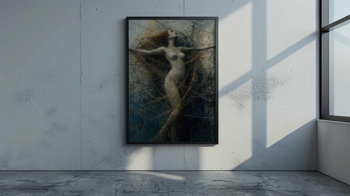 Expressionist Female Figure Outstretched Arms Sketch Art Print Poster - Image 2