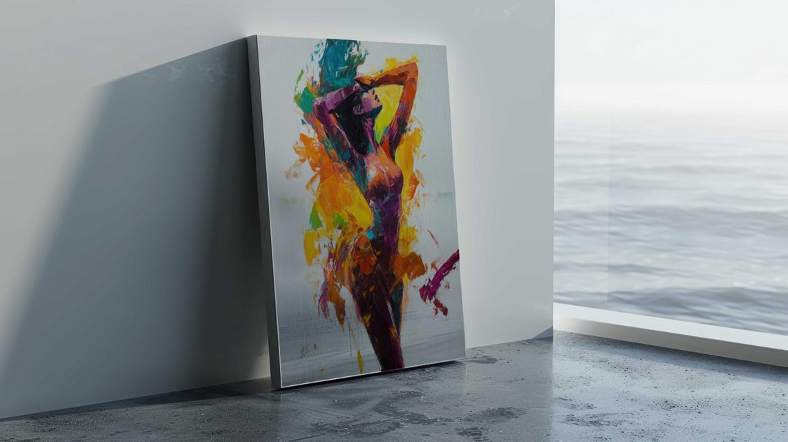 Colorful Abstract Dancing Woman Figure Expressionist Art Print Poster - Image 4